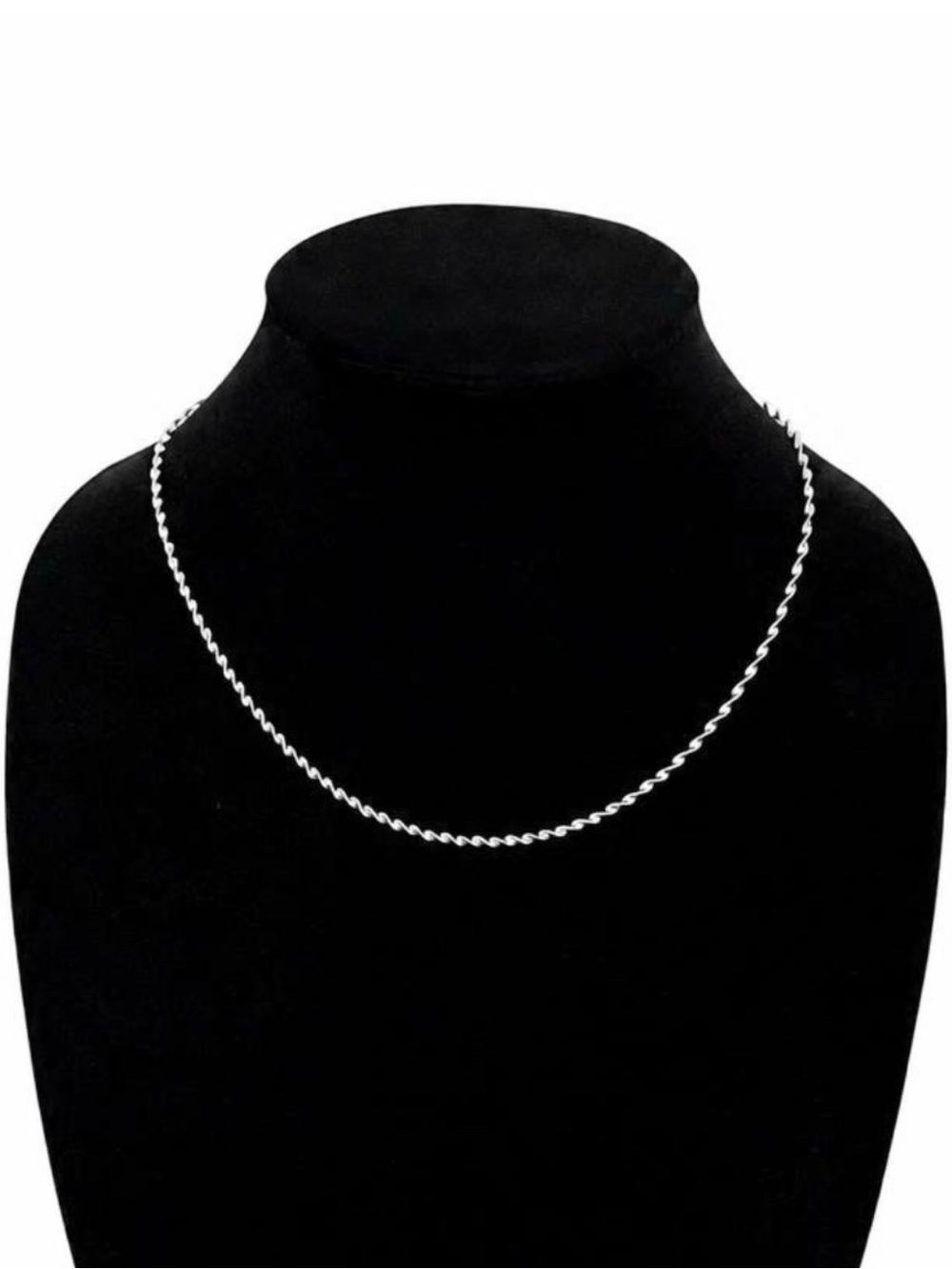 Italian Sterling Silver Twisted Herringbone Rope Chain Necklace